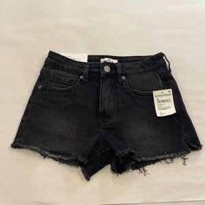 BP Mid Rise Denim Frayed Hem Shorts Black Size 23